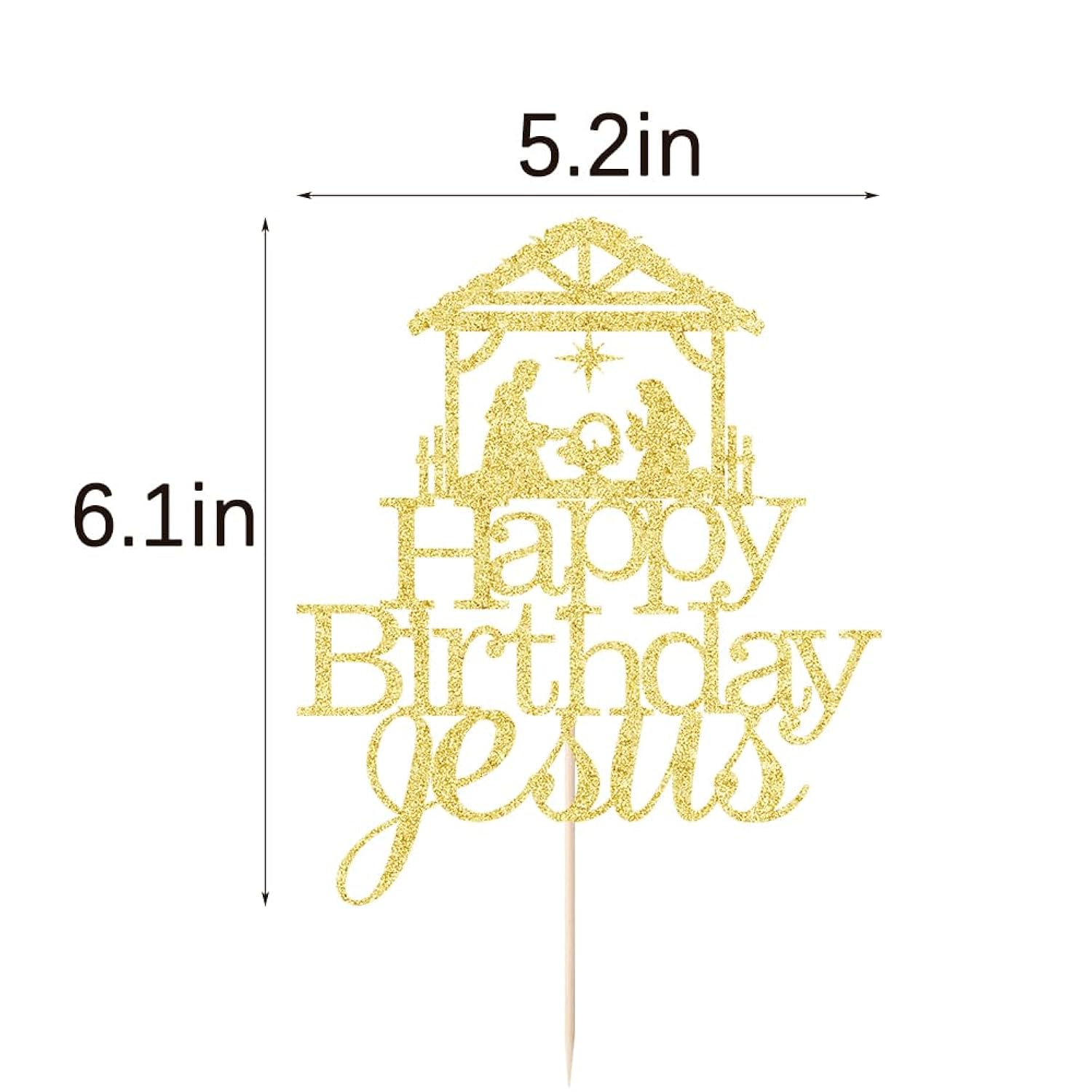 Happy Birthday Jesus Cake Topper, Gold Glitter Jesus Birthday Cake Decorations, Christmas Party Decorations Christmas Religious Decorations