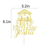 Happy Birthday Jesus Cake Topper, Gold Glitter Jesus Birthday Cake Decorations, Christmas Party Decorations Christmas Religious Decorations