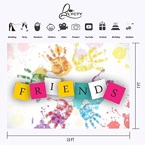 10X7ft Colorful Palm Prints Backdrop Friends Party Backdrop Sincere Friendship Photography Background Studio Props LYNAN171