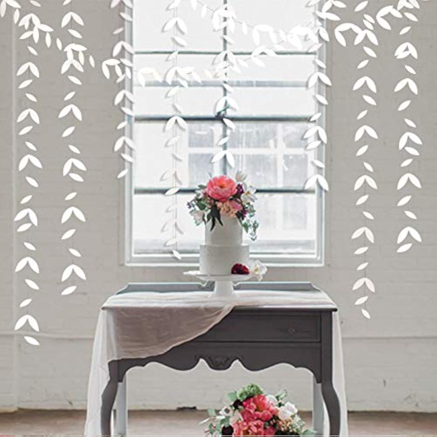 52 Ft White Party Decorations Leaf Garland Kit Paper Hanging White Lea