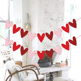 2 Pack Glittery Heart Banner Garland Valentines Day Decorations Pre-St