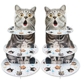 2 Pack Cat Cupcake Stand Birthday Party Decorations Supplies, Cat 3 Tier Cardboard Cupcake Stand Cup Cake Tower Display Dessert Holder Set For Birthday Party Decor Supplies Favors