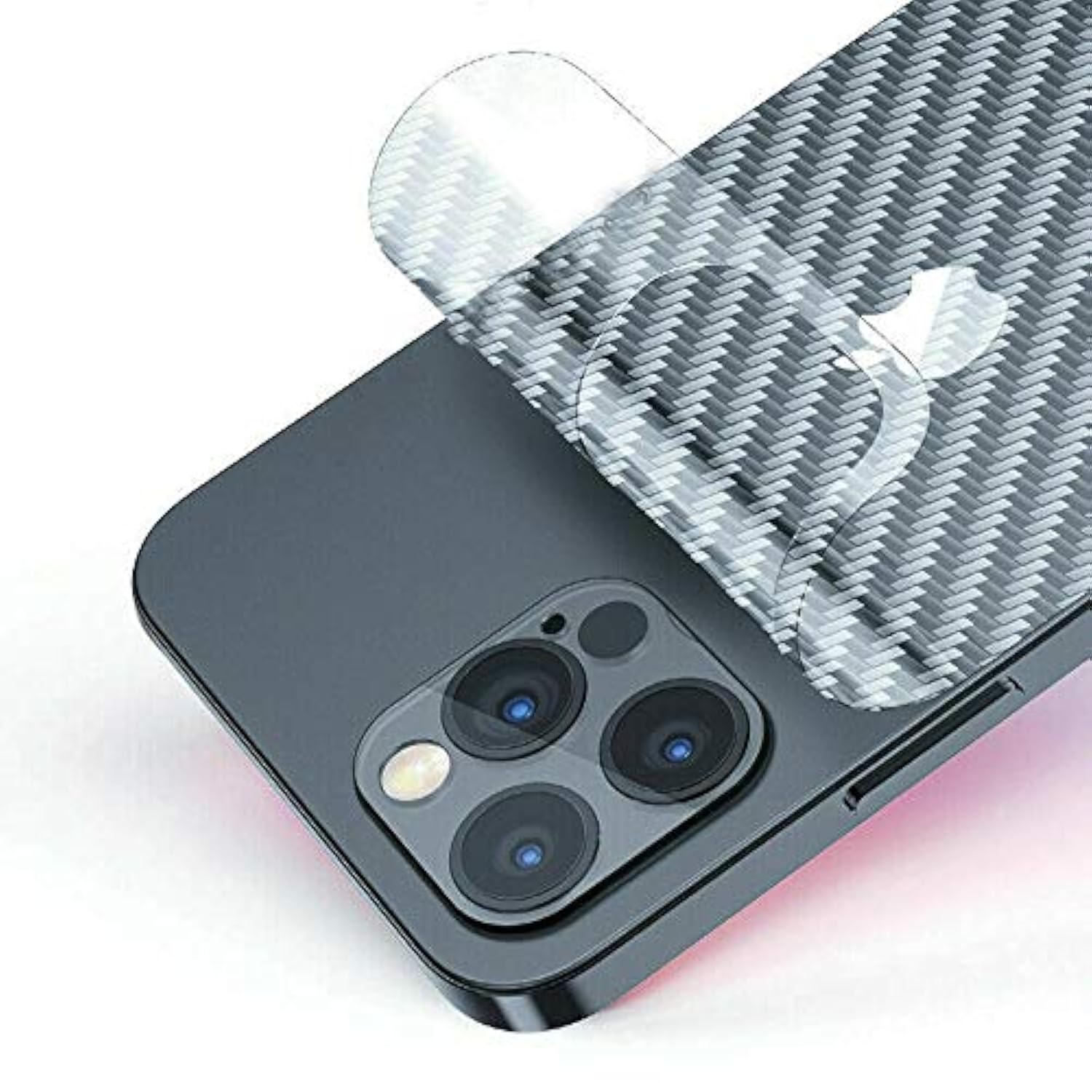 For Iphone 12 Pro Back Screen Protector 3D Carbon Fiber Ultra Thin Protective Film-2 Packs-Transparent