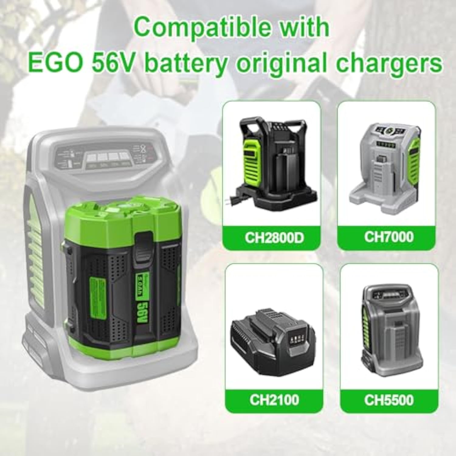 56V 5.0Ah Replacement For Ego 56V Battery Ba2800T Ba2800 Ba4200 Ba1400 Compatible With 56-Volt Ego Power+ Cordless Tools