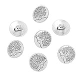 50Pcs 1 Hole Shank Buttons Zinc Alloy Buttons Flat Round Antique Silve