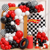 Race Car Balloon Garland Kit: Red, Black & Checkered Party Decor