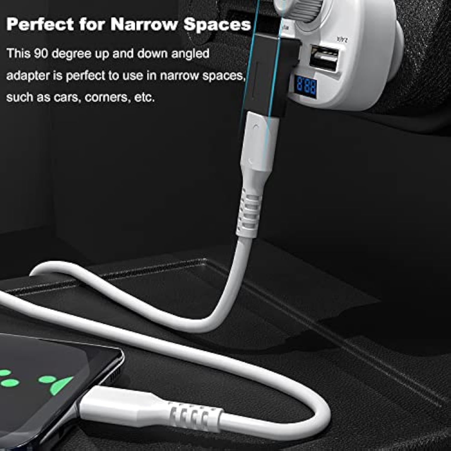 2 Pack Right Angle Usb A To Usb C Adapter, 90 Degree Up And Down Angle Usb 3.0