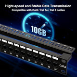 24 Port Rj45 Through Coupler 1U Cat6 Patch Panel Utp 19-Inch With Back Bar, Wa