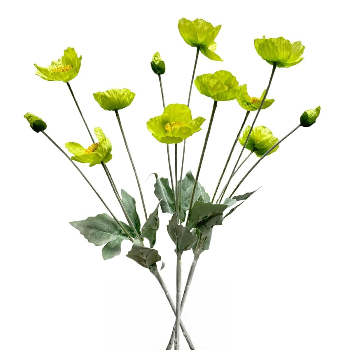 Poppies Flowers Artificial,Ranunculus Artificial Flowers,Silk Flowers With Stems,Faux Flower Stems For Wedding,Party,Garden Outdoor Indoor Decor Flower Arrangements For Table (3, Green)