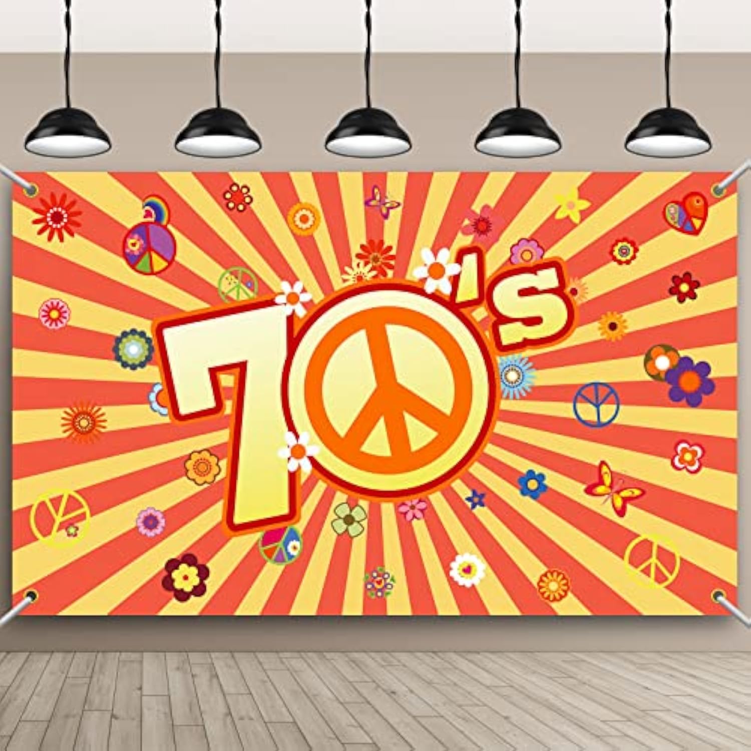 70S Party Backdrop Back To 1970'S Hippie Groovy Decorations Daisy Flower Peace Sign For Birthday Party Supplies Banner Photo Props