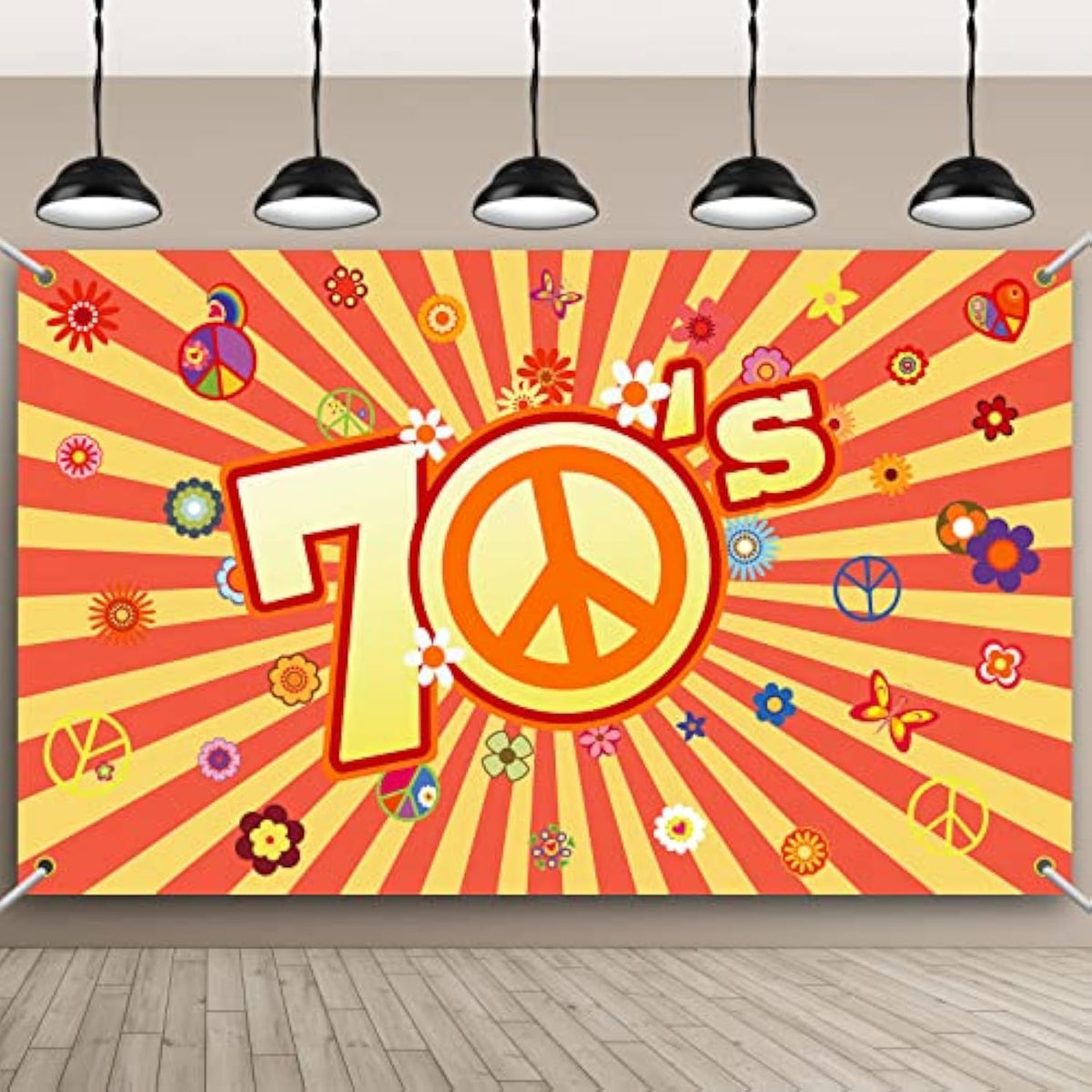 70S Party Backdrop Back To 1970'S Hippie Groovy Decorations Daisy Flower Peace Sign For Birthday Party Supplies Banner Photo Props