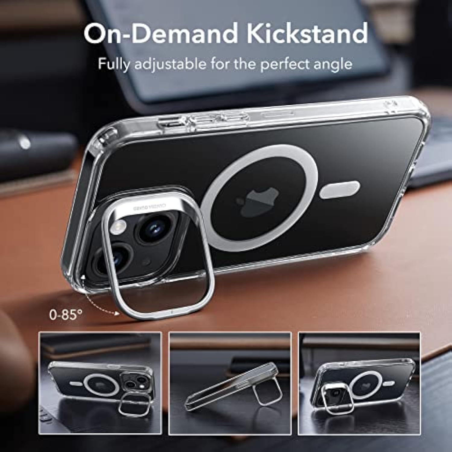 Esr For Iphone 13 Case/Iphone 14 Case, Compatible With Magsafe, Built-In Stash Stand Clear Phone Case For Iphone 13/Iphone 14, -Grade Protection Magnetic Phone Case, Classic Series, Clear