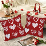 2 Pack Waterproof Outdoor Valentines Day Pillow Covers 24X24 Inch White Red Love Heart Holiday Throw Pillow Cases Romantic Valentine Farmhouse Decorations Cushion Cover Double Sided
