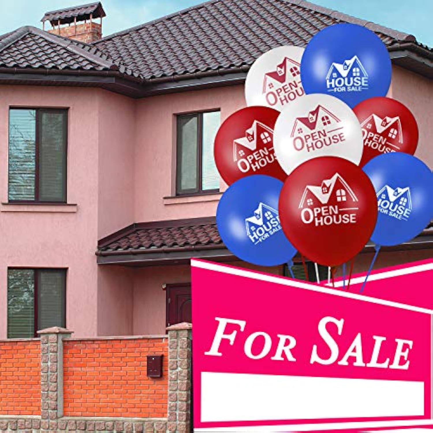 60 Pieces Open House Balloons For Sale 12 Inches Latex Balloons For Real Estate Supplies Signs For Open House Yard Sign