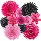 11Pcs Hanging Paper Fans Decorations Pink Black Birthday Party Decorations For Girls Sweet 16 18 21St Birthday Bridal Shower Wedding Bachelorette Galentine'S Party Decor Supplies