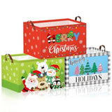 3 Pack Christmas Storage Bin Collapsible Large Christmas Storage Baskets For Gifts Empty Canvas Laundry Basket Foldable Box With Handle For Office Home Bedroom Clothes Shelf Candy Holiday Decor