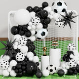 Soccer Balloon Garland Arch Kit - Black And White Football Print Balloons Arch Kit With Foil Football Starburst Balloon For Sports Fan, Birthday Party, Baby Shower, Soccer Theme Party Decorations