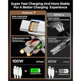 3-Pack 100W Iphone 17 Charger Cable [10Ft+6.6Ft+3.3Ft] Usb C To Usb C Cable, Nylon Braided Usbc To Usbc Fast Charging Carplay Cable For Iphone 16 Pro Max Air 15, Macbook Pro, Ipad Pro