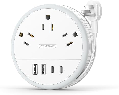 Surge Protector Power Strip 6 Outlets 4 USB Ports 2 USB C 3FT Flat Plug Extension Cord 1050J Black