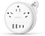 Surge Protector Power Strip 6 Outlets 4 USB Ports 2 USB C 3FT Flat Plug Extension Cord 1050J Black