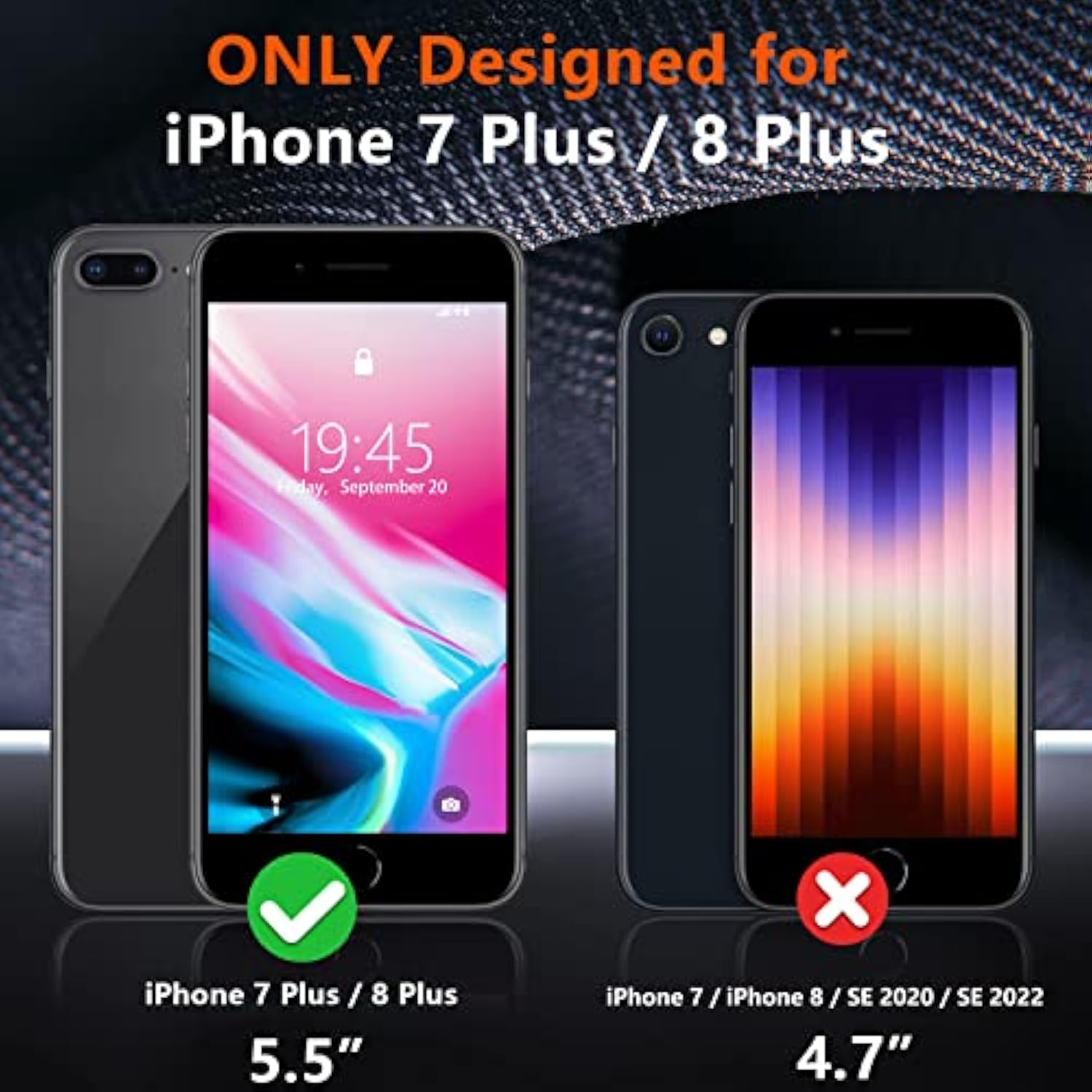 For Iphone 7/8 Plus Case, [10 Ft Grade Drop Protection] [Non-Slip] [2 Pcs Tempered Glass Screen Protector] Heavy Duty Full-Body Shockproof Case For Iphone 7/8 Plus 5.5”, Black