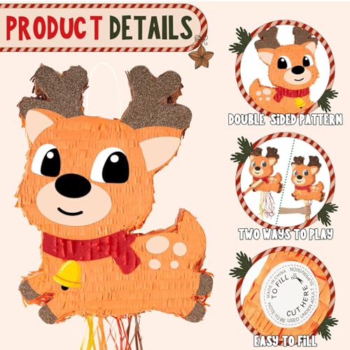 Christmas Reindeer Piñata - Pull String Christmas Elk Decorations