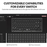 V1 Wired Custom Mechanical Keyboard Barebone Knob, 75% Layout Qmk/Via Programm