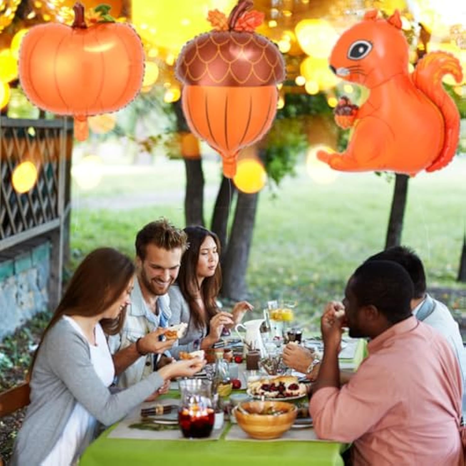 24pcs Fall Balloons Maple Leaf Pumpkin Acorn Squirrel Thanksgiving Foil Party Decor