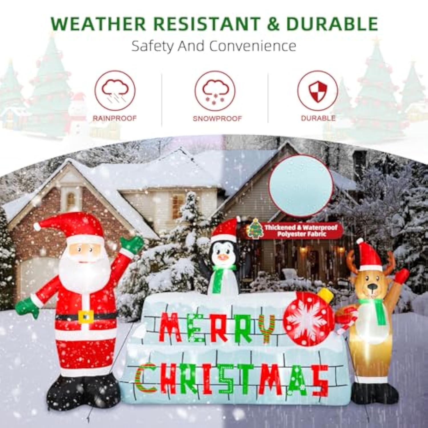 10Ft Christmas Inflatable Outdoor Decoration, Merry Christmas Inflatable Banner Blow Up Yard Decorations Inflatable Sant
