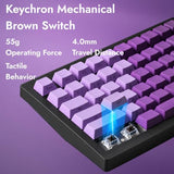 X4 Qmk Wired Mechanical Keyboard, 75% Layout South-Facing Red Backlit, Side-Printed Double-Shot Pbt Keycaps With Tactile Brown Mechanical Switch For Windows