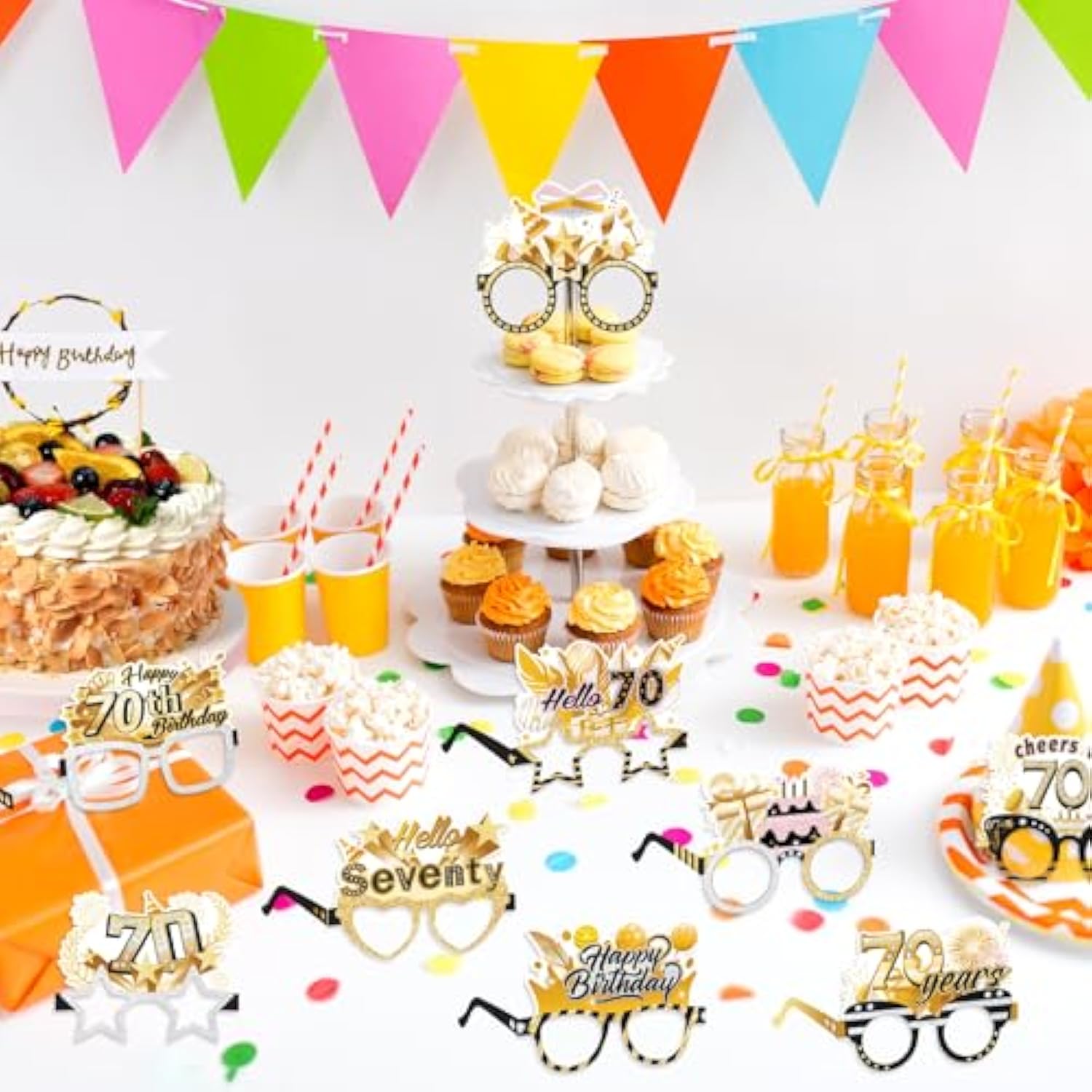 70Th Birthday Glasses - 18 Pack Paper Glasses For Men & Women, 70Th Birthday Party Favors & Props