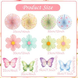 Spring Flower Decorations Pastel Paper Flower Butterfly Decoration Spring Garden Hanging Flower Paper Fans Butterfly Party Decorations For Wall Office Classroom Women Birthday Baby Shower Easter