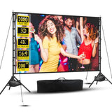 Outdoor Projector Screen with Stand, 200 Inch Portable Projection Screen - Dual-Sided 16:9 4K HD Movie Screen, Wrinkle-Free Design & Carry Bag for