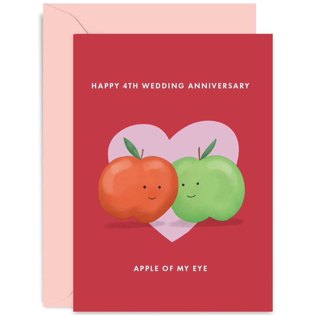 Old English Co. Happy 4Th Anniversary Card - Fruit Anniversary Greeting Card - Funny 4Th Anniversary Card For Husband Or Wife - Fruit Wedding Anniversary Card For Couple | Blank Inside With Envelope