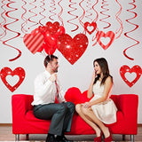 40Ct Glitter Valentine Hanging Swirl Decoration Heart Swirls Ceiling Streamers Strings, Happy Valentine'S Day Decor Anniversary Wedding Birthday Bridal Shower Bachelorette Party Supplies