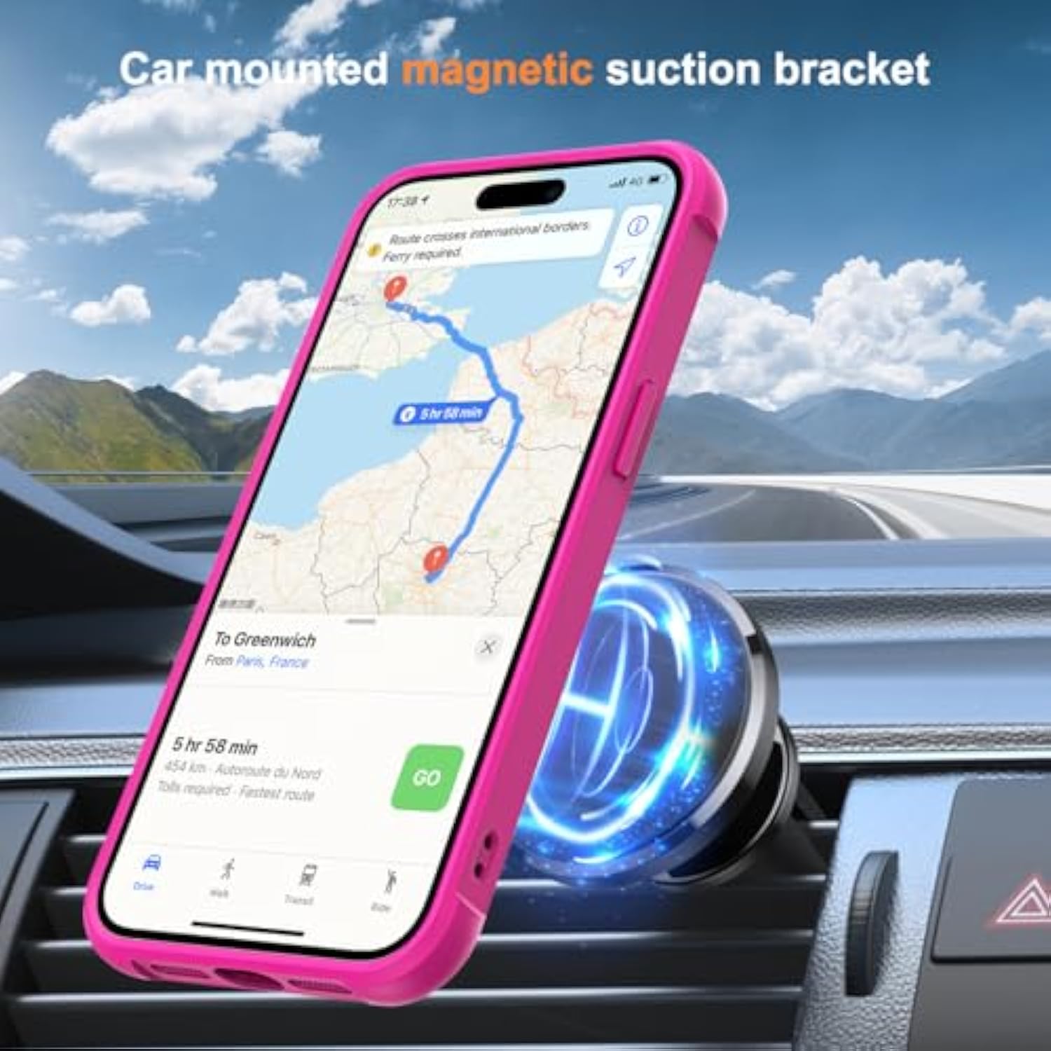 Compatible With Iphone 15 Plus Case With Invisible Magnetic O-Ring Stand Military-Grade Translucent Case For Iphone 15 Plus 6.7" [Compatible With Mag-Safe][Great Grip Feeling], Rose