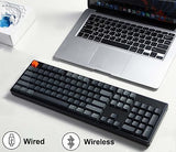 K10 Full Size Wireless Gaming Mechanical Keyboard, 104 Keys Rgb Led Backlight N-Key Rollover With Gateron G Pro Red Switch, Bluetooth/Usb-C Wired Aluminum Frame Keyboard For Mac/Windows