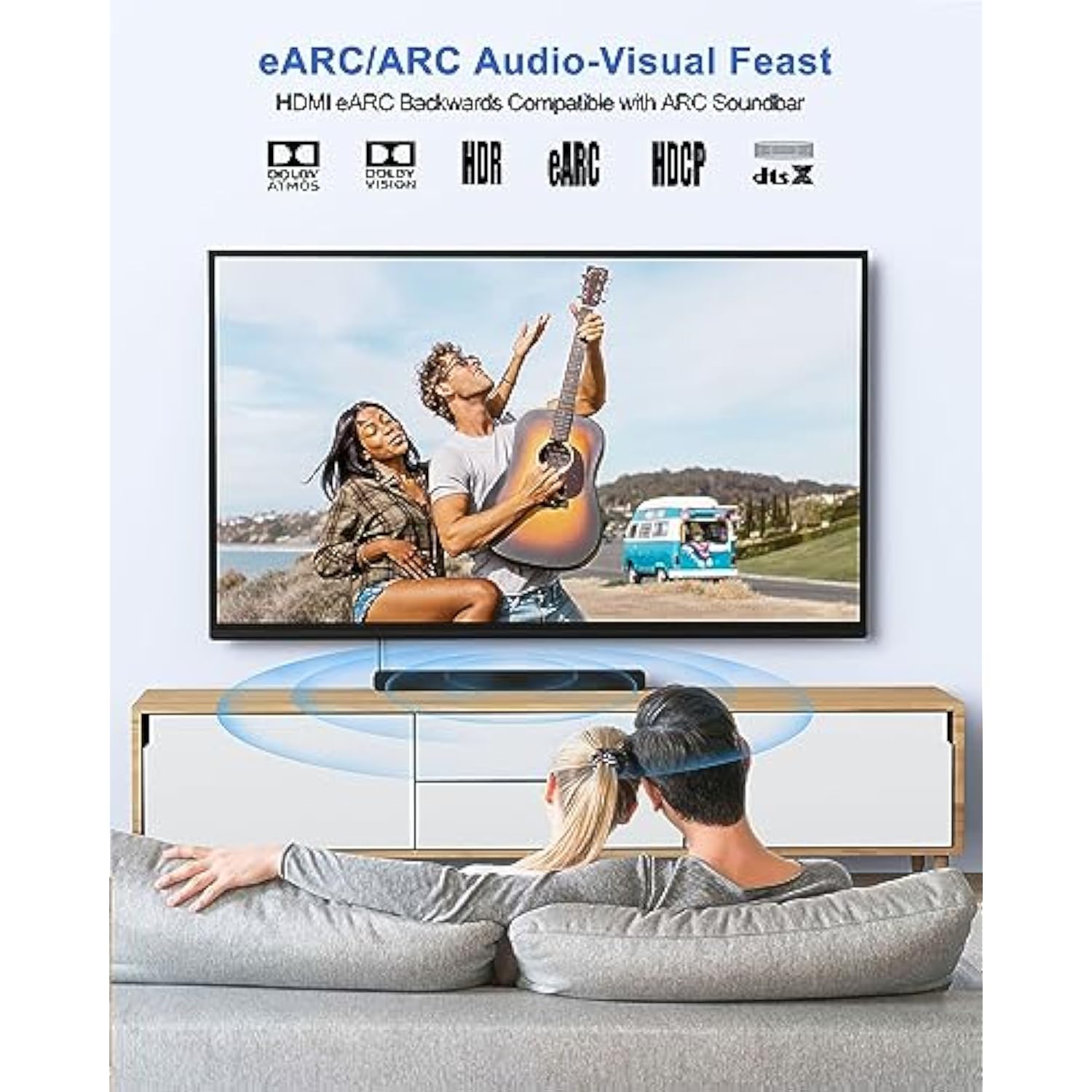 8K Hdmi Arc/Earc Cable For Soundbar 6.6Ft, Earc Hdmi Cable 2.1 Dolby Atmos 48G