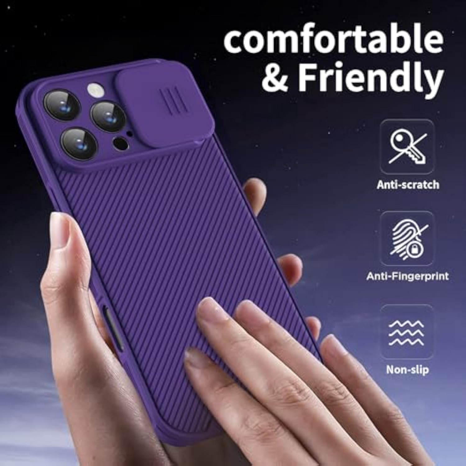 Magnetic Case For Iphone 16 Pro Case, Iphone 16 Pro Camera Protection Case [Support Magsafe Charging] With Slide Lens Cover,Slim Shockproof Case For Iphone 16 Pro 6.3" Purple