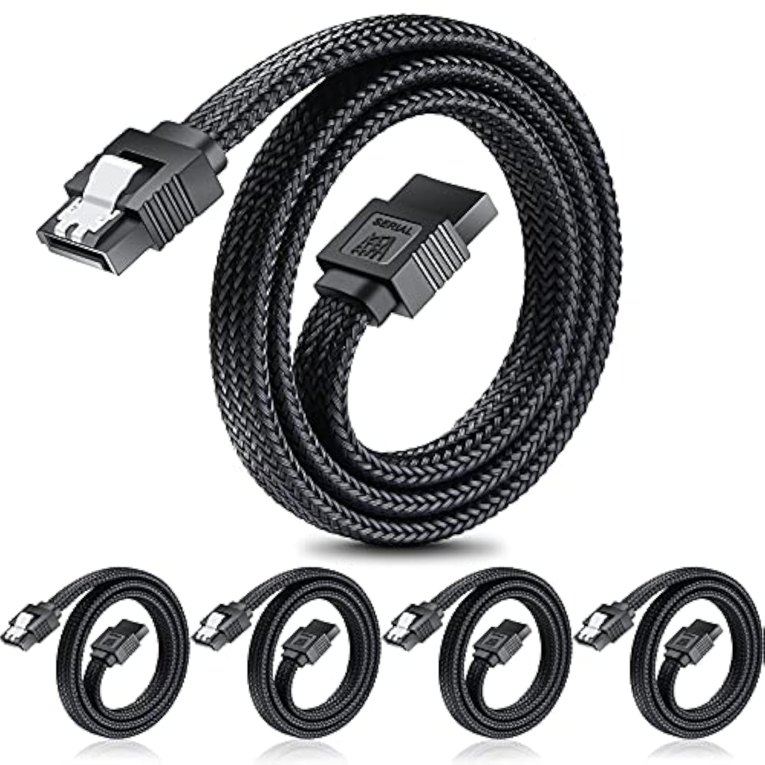 Sata Iii Cable, 6Gbps Straight Hdd Sdd Data Cable, Sata 3.0 Nylon Braided Cabl
