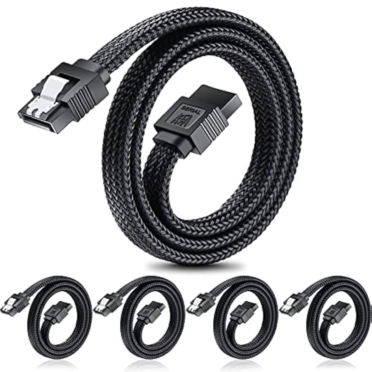 Sata Iii Cable, 6Gbps Straight Hdd Sdd Data Cable, Sata 3.0 Nylon Braided Cabl