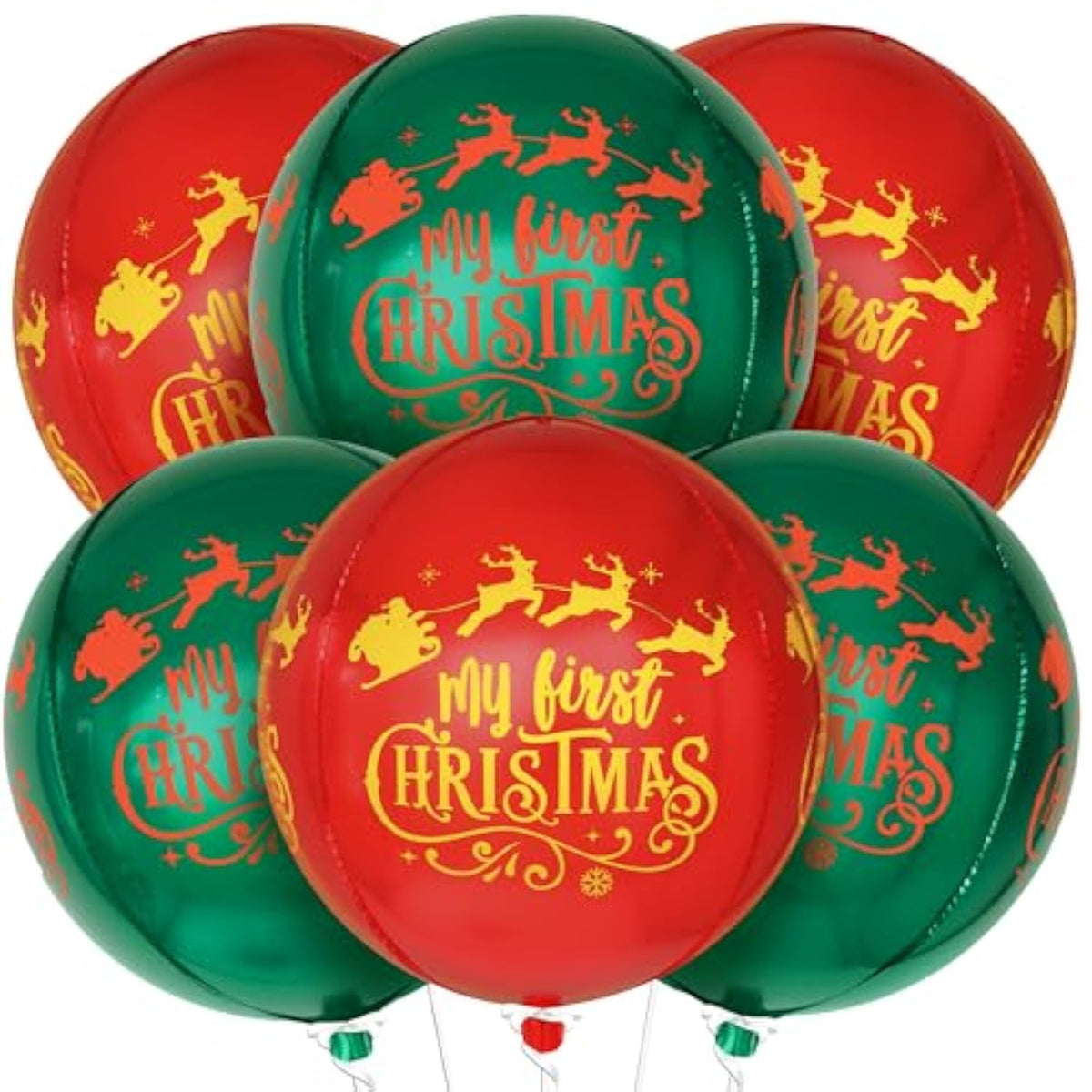 My First Christmas Balloons - 22 Inch, Pack Of 6 | Merry Christmas Foil Balloons For 1St Birthday Decorations