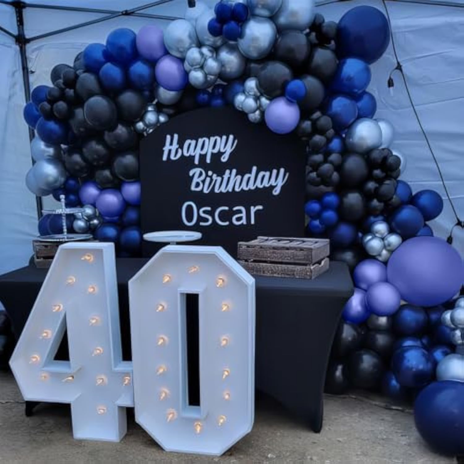 Blue, Black & Silver Latex Balloons – Metallic Party Decor for Birthdays, Showers and Events