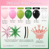 Pink And Green Balloon Arch Kit With Clear Brown Black Long Light Pink And Green Balloons Rose Gold Foil Balloon For Spring Summer Hawaiian Baby Shower Birthday Party Decorations