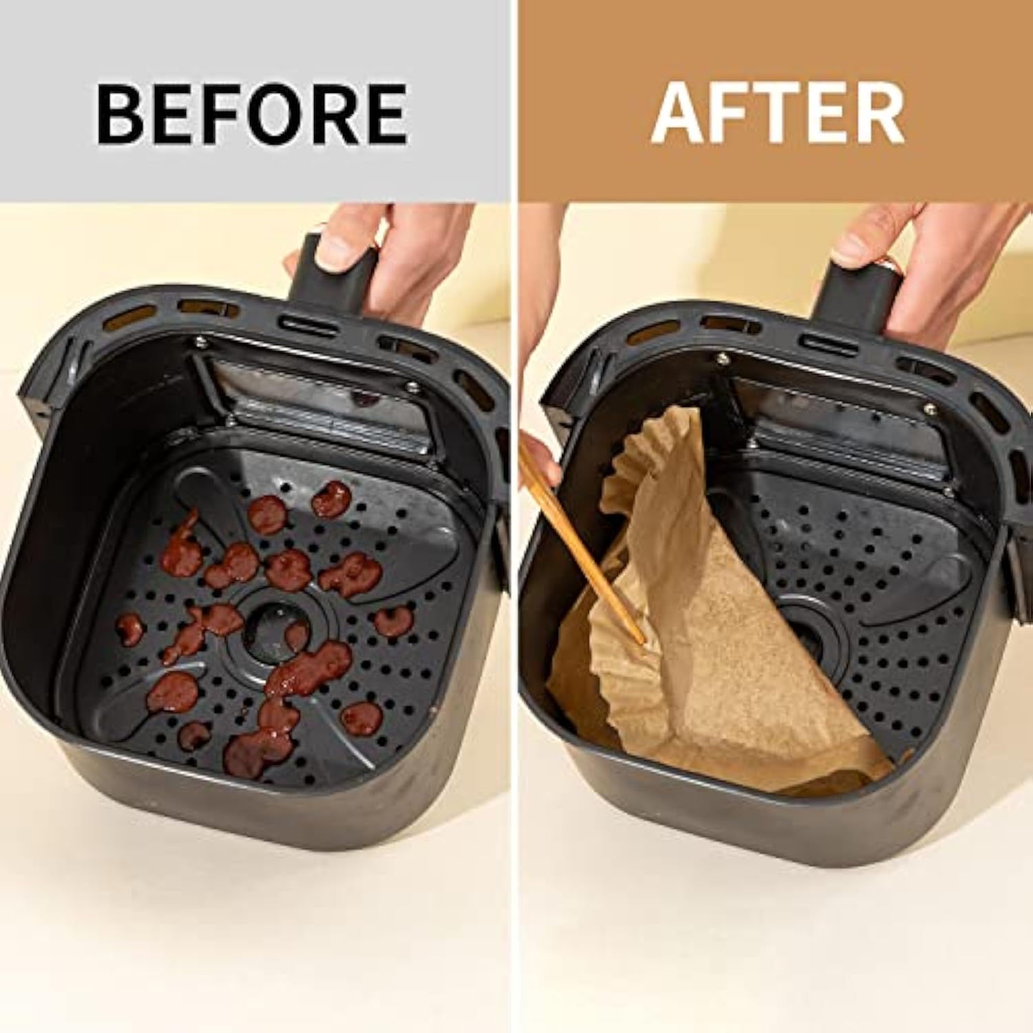 Air Fryer Disposable Paper Liner, 100Pcs Food Grade Parchment Liners For Ninja Dz201,Ninja Foodi Dual Air Fryer Accessories Baking Paper (9 * 6, Natural)