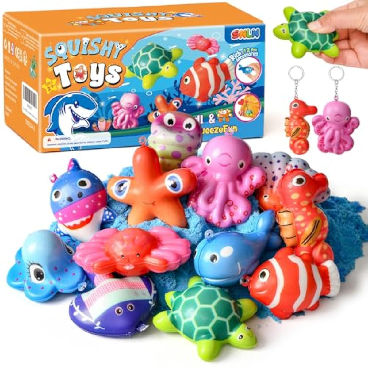12 Pcs Ocean Squishy Toys For Kids Under The Sea Party Favors Bulk For Birthday Gift Slow Rising Squishy Keychain Goodie Bag Filler Treasure Box Classroom Prize Ocean Themed Birthday Party Favors