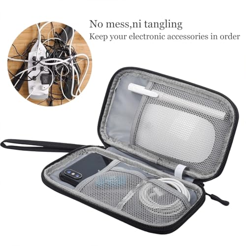 Electronic Organizer Case, Travel Cable Organizer Pouch Electronic Accessories Carry Case Water Resistant Organizer Pouch Bag For Cable, Cord, Charger, Phone, Power Bank, Earphone (Black)