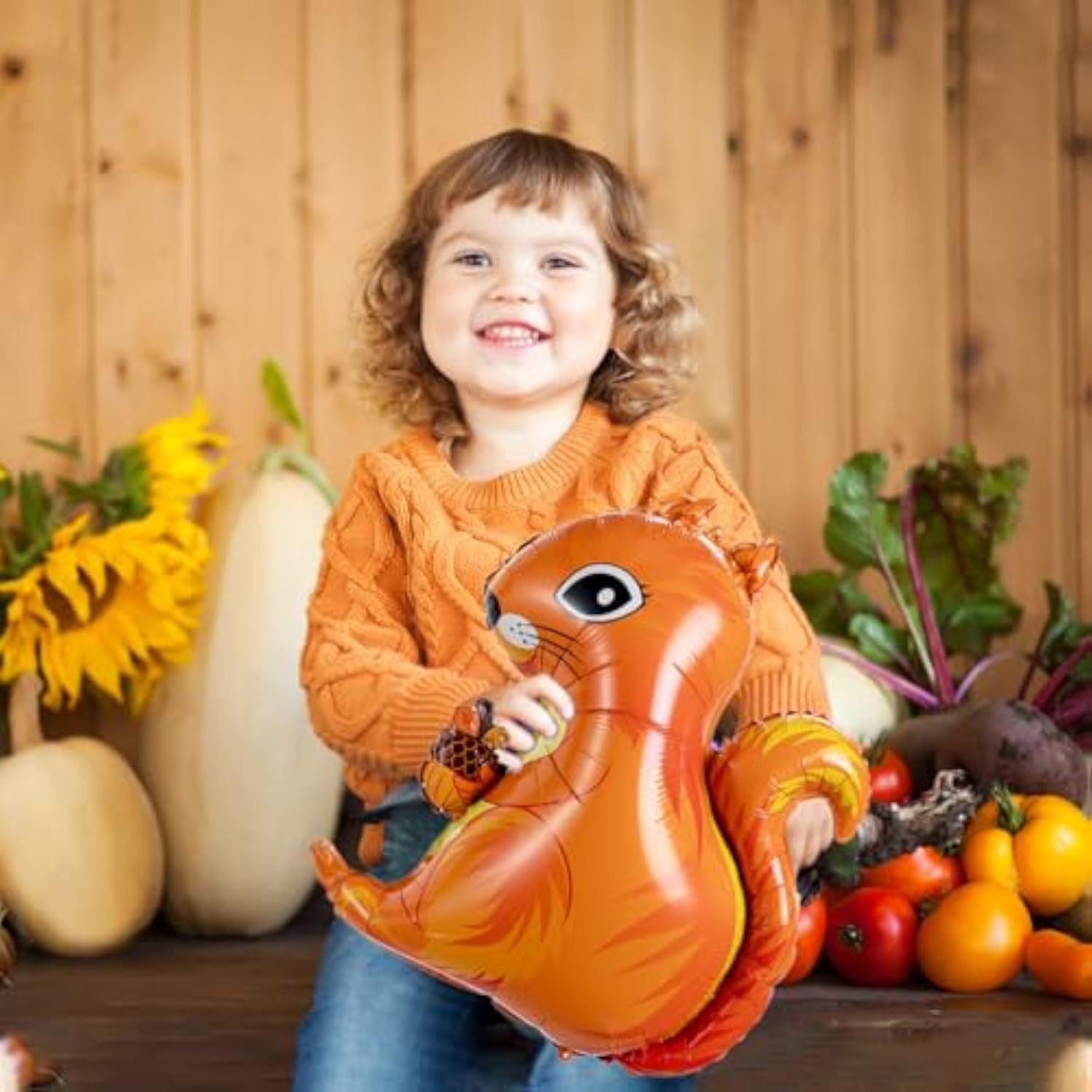 24pcs Fall Balloons Maple Leaf Pumpkin Acorn Squirrel Thanksgiving Foil Party Decor