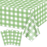 4 Pack Sage Green Gingham Tablecloths, Light Green And White Checkered Tablecloths 86.6 X 51.2 Inches Rectangular Waterproof Picnic Table Covers For Birthday Party Holiday Outdoor Supplies