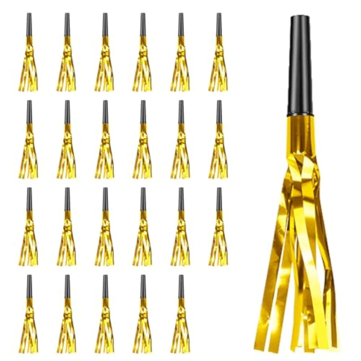 24pcs Gold New Year Noise Makers Glitter Party Blowers Blowouts Favors